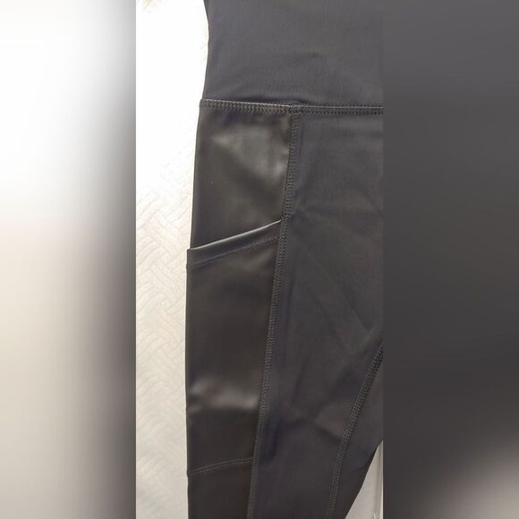 Laila Ali Faux Leather Side Panel Leggings NEW - Picture 7 of 13
